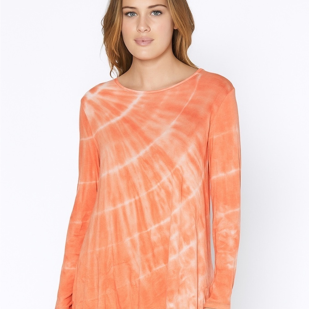 Soft Surroundings NWT Icon Effie Tunic Top Pink Coral Tie Dye Top Size XS